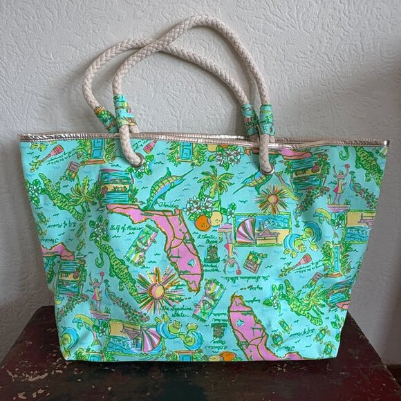 Lilly Pulitzer Pop Party Florida Shoreline Tote - NWT - Picture 2 of 11